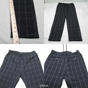 HM Golf Pants Men 30x28 Navy Windowpane Plaid Slim Drawstring Performance Pocket